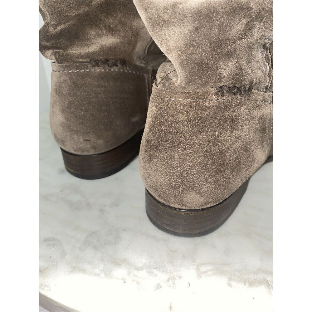FRYE Women's Cara Suede Short Ankle Bootie Size 9.5B Slouch Greige Neutral Moto - Picture 7 of 12